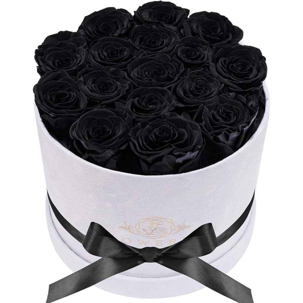 17 Flowers in a Luxury Suede Box Birthday Gifts Preserved Flowers Rose Black